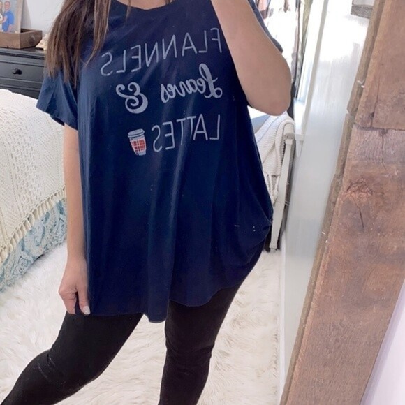 Sonoma size 3X flannels leaves and lattes navy blue T-shirt - Picture 1 of 7